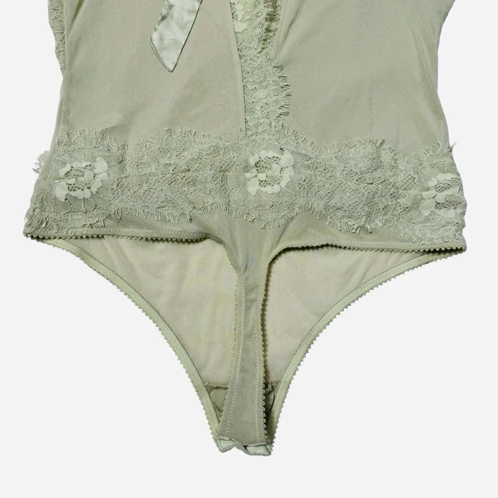 NWT New Free People Sweet Nothings Washed Sage Bodysuit Size L